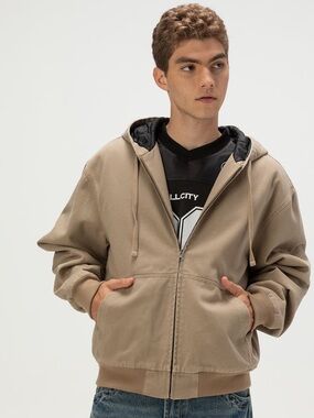 NWT RSQ Mens Oversized Hooded Jacket in Khaki Tan